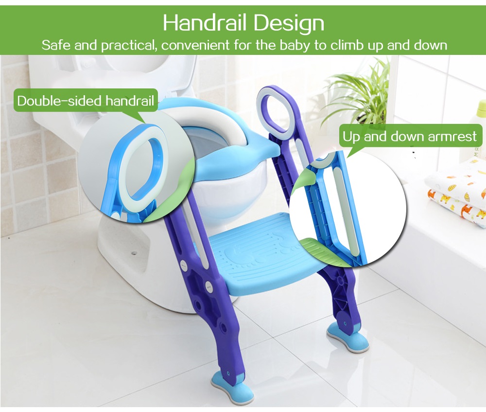 Baby Toilet Seat Folding Children Potty Chair Trainer with Adjustable Ladder