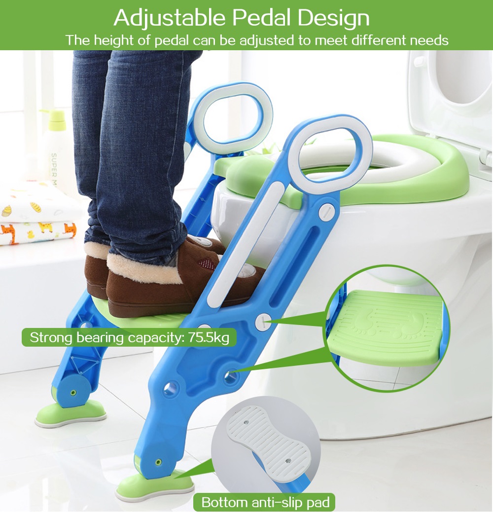 Baby Toilet Seat Folding Children Potty Chair Trainer with Adjustable Ladder Baby Toilet Seat Folding Children Potty Chair Trainer with Adjustable Ladder
