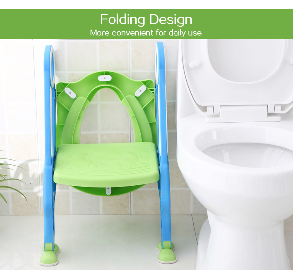 Baby Toilet Seat Folding Children Potty Chair Trainer with Adjustable Ladder