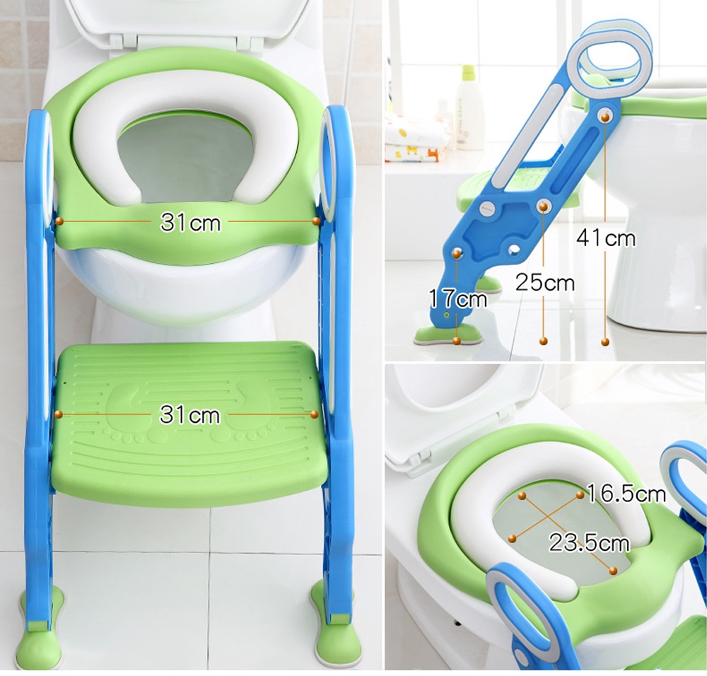 Baby Toilet Seat Folding Children Potty Chair Trainer with Adjustable Ladder