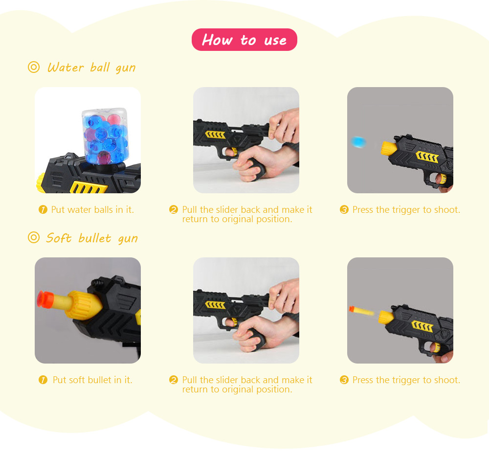 Simulation 2 in 1 Soft Bullet Shooter Water Ball Toy Gun