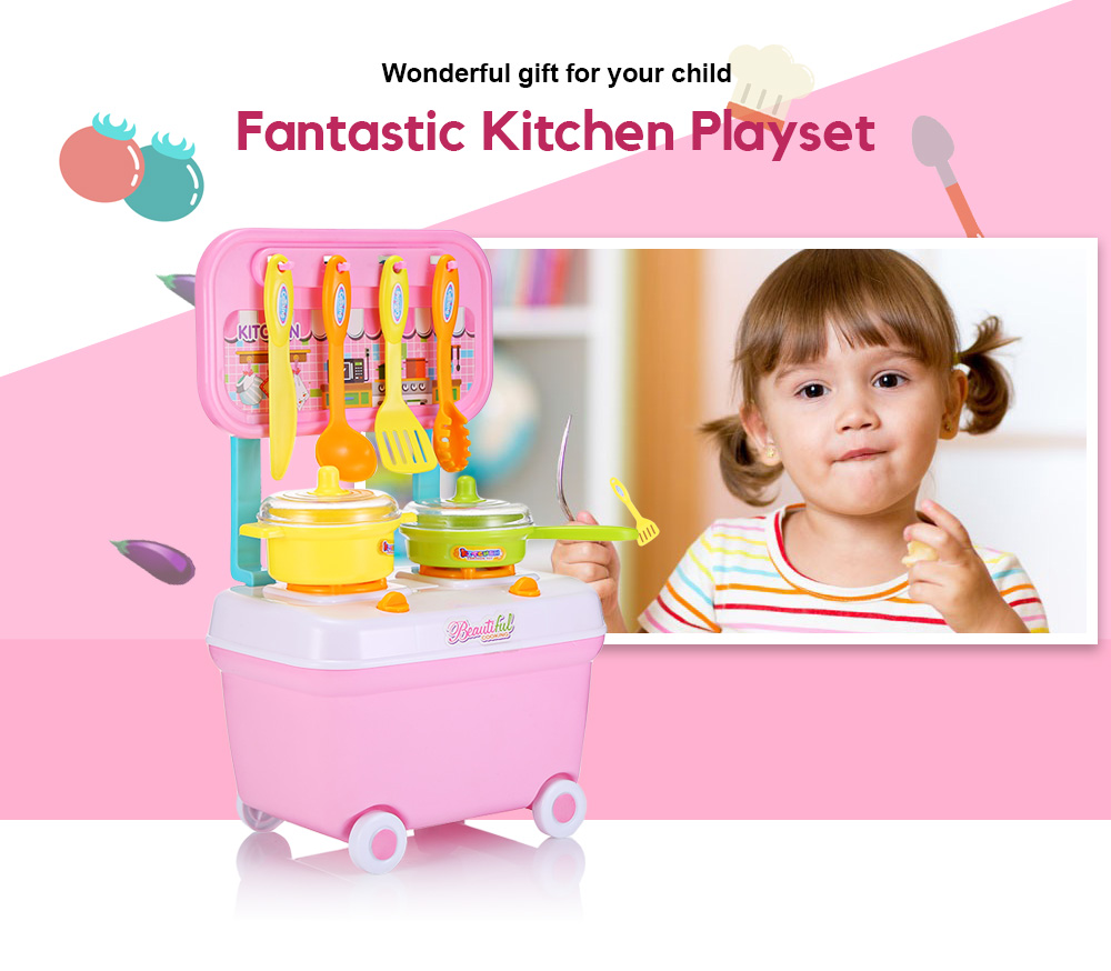 YUEHUI Kids Household Pretend Playset Simulation Kitchen Toys Small Cart