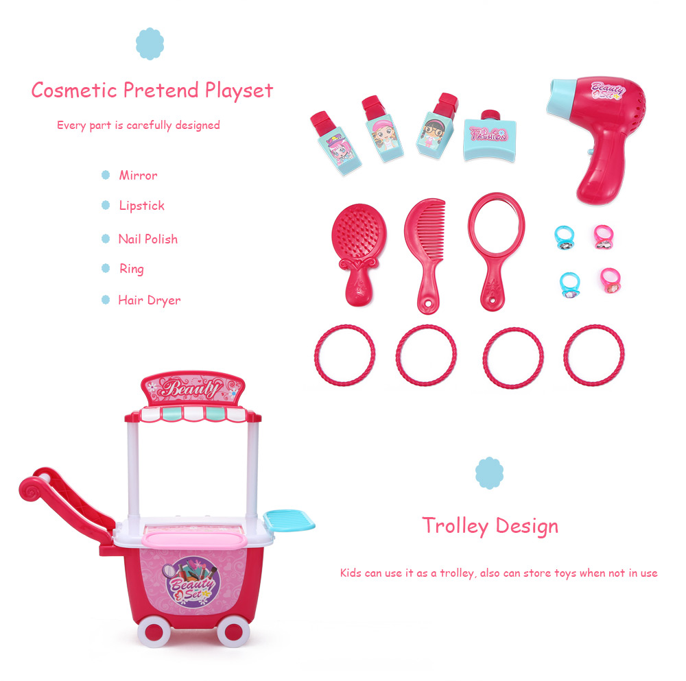 YUEHUI Kids Household Playset Simulation Cosmetic Dressing Table Trolley Toy YUEHUI Kids Household Playset Simulation Cosmetic Dressing Table Trolley Toy