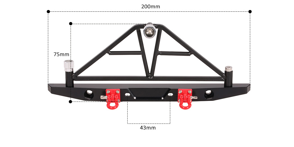 AX - 20002 Aluminum Rear Bumper with LED Light for RC Car