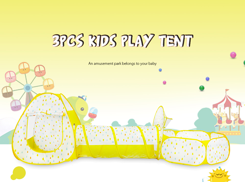 3PCS Kids Play Tent Ocean Ball Pool Game House with Tunnel 3PCS Kids Play Tent Ocean Ball Pool Game House with Tunnel