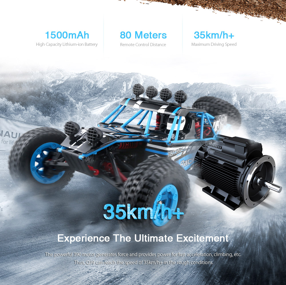 JJRC Q39 HIGHLANDER 1:12 4WD RC Desert Truck RTR 35km/h+ Fast Speed / 1kg High-torque Servo / 7.4V 1500mAh LiPo