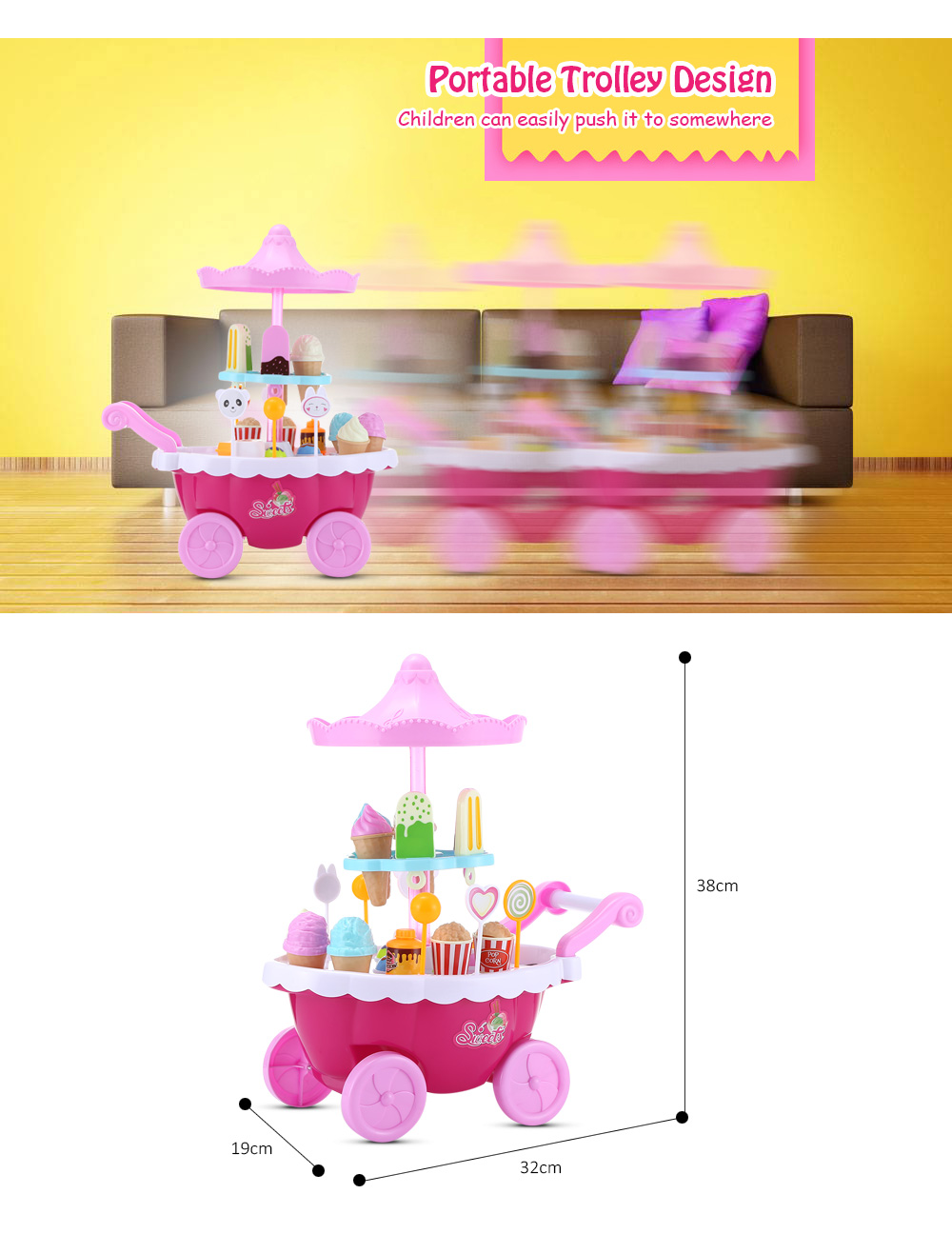 RANXIAN 1800 - 22 Household Playset Candy Ice Cream Cart RANXIAN 1800 - 22 Household Playset Candy Ice Cream Cart