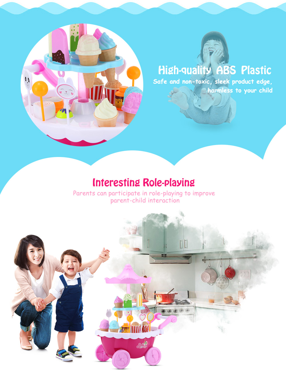 RANXIAN 1800 - 22 Household Playset Candy Ice Cream Cart RANXIAN 1800 - 22 Household Playset Candy Ice Cream Cart