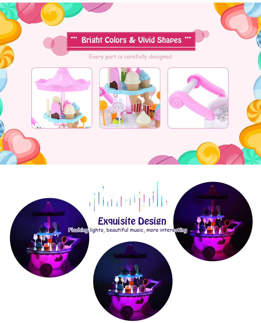 RANXIAN 1800 - 22 Household Playset Candy Ice Cream Cart RANXIAN 1800 - 22 Household Playset Candy Ice Cream Cart