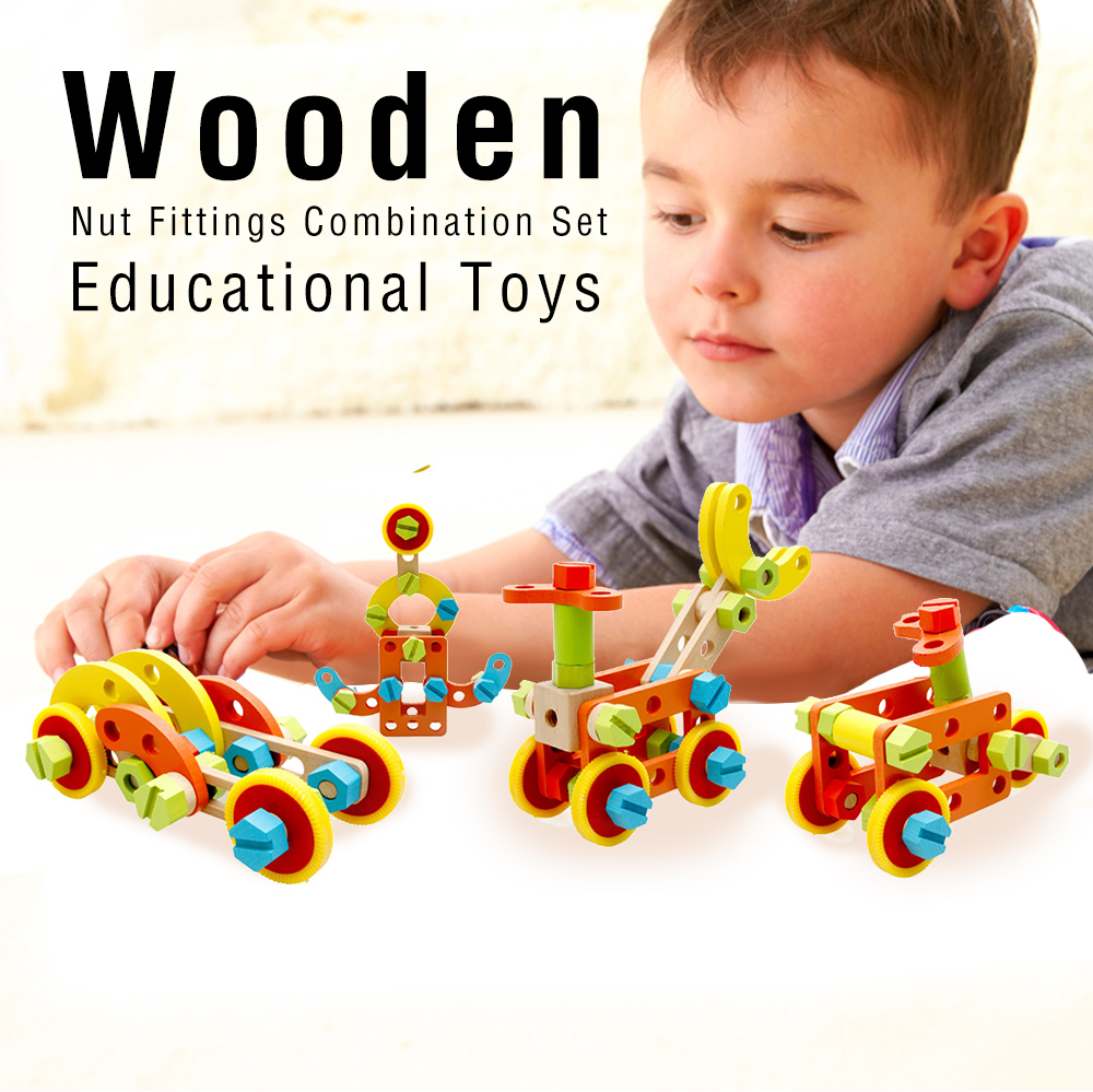 Wooden Nut Fittings Combination Set Educational Toys for Children