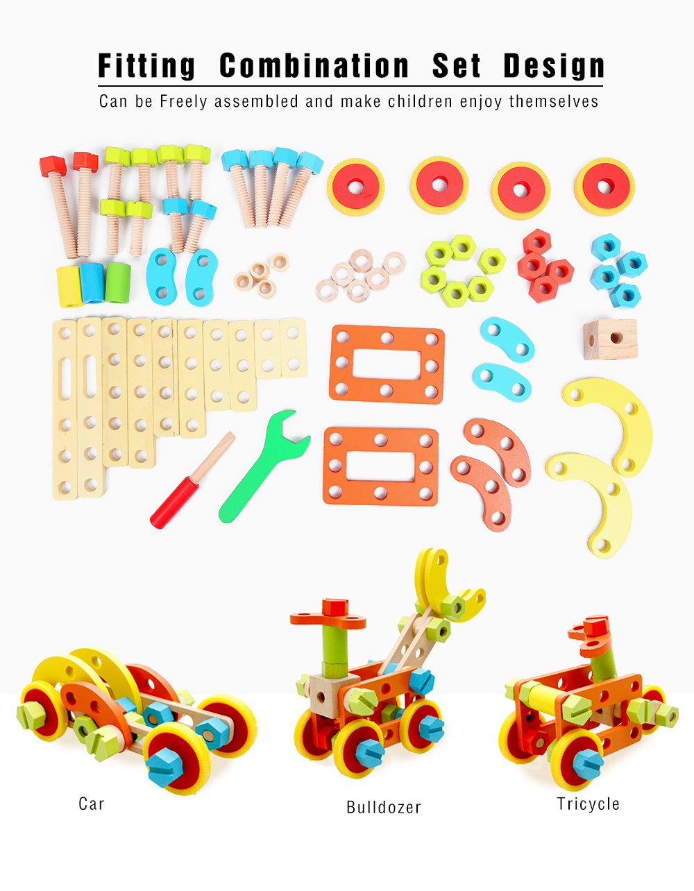 Wooden Nut Fittings Combination Set Educational Toys for Children