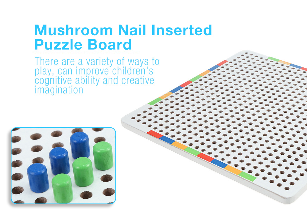 Mushroom Nail Fight Flapper Inserted Puzzle Wooden Board Combination Educational Toys