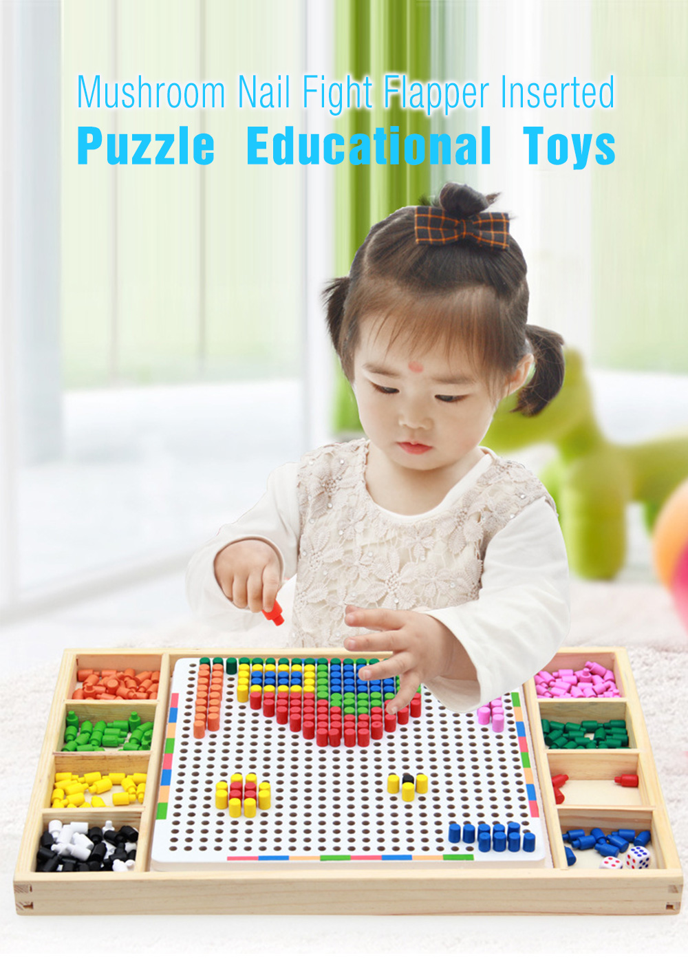 Mushroom Nail Fight Flapper Inserted Puzzle Wooden Board Combination Educational Toys Mushroom Nail Fight Flapper Inserted Puzzle Wooden Board Combination Educational Toys