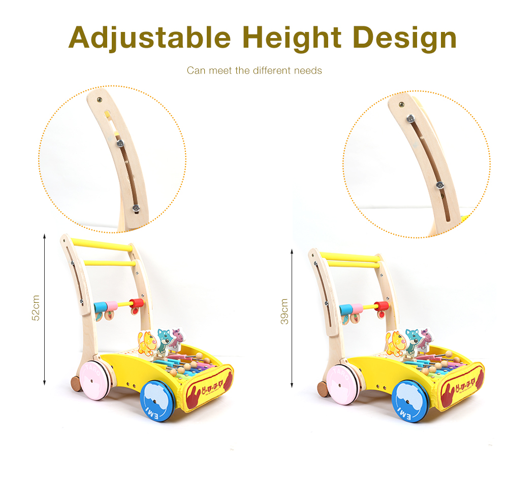 Wooden Walker Hand Push Car Toy for Toddler Children