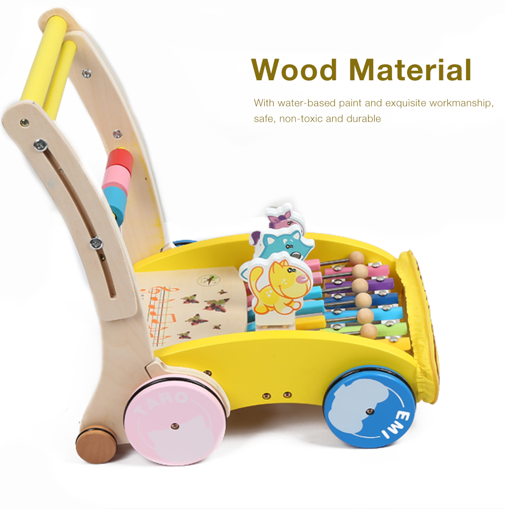 Wooden Walker Hand Push Car Toy for Toddler Children