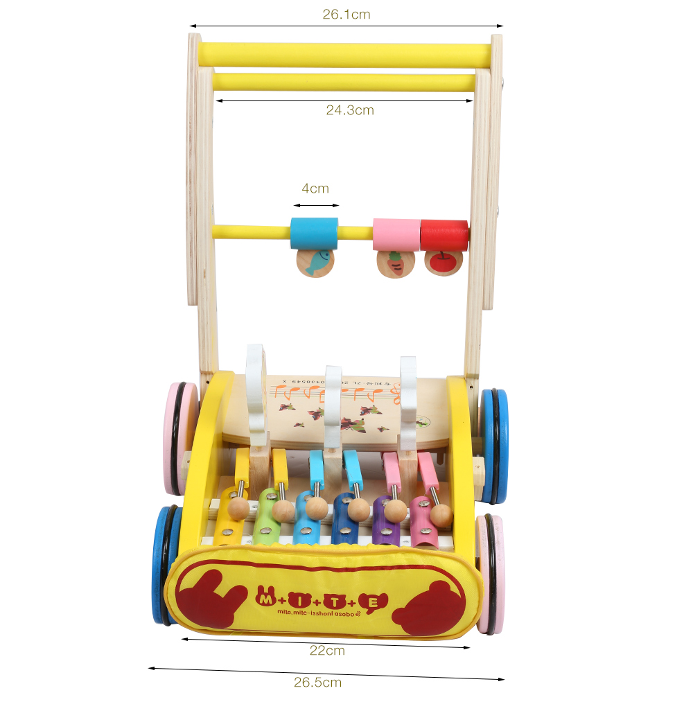 Wooden Walker Hand Push Car Toy for Toddler Children