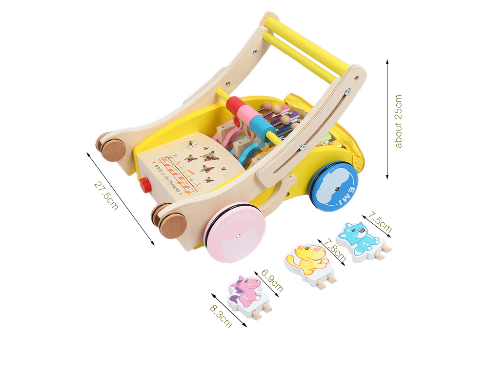 Wooden Walker Hand Push Car Toy for Toddler Children