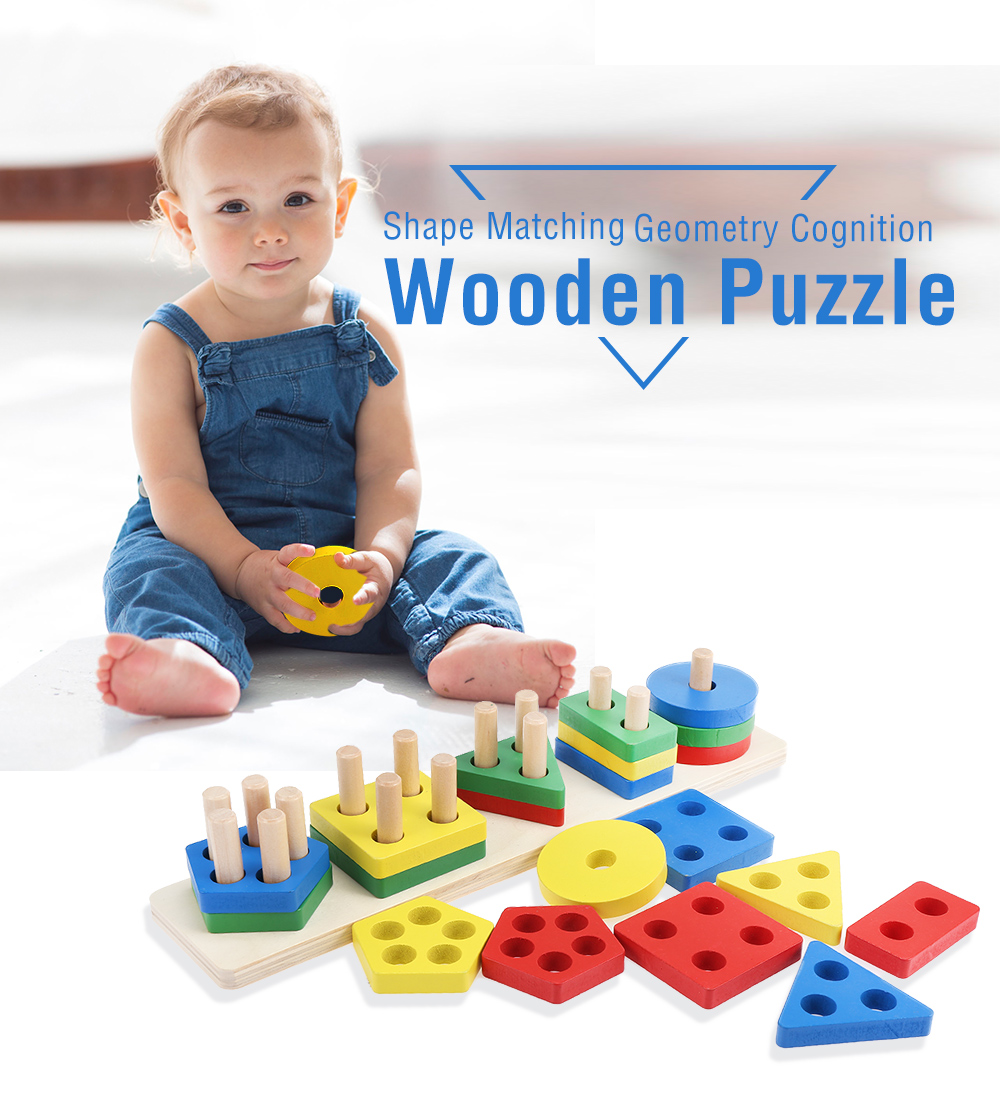 Shape Matching Geometry Game Cognition Puzzle Wooden Educational Toy