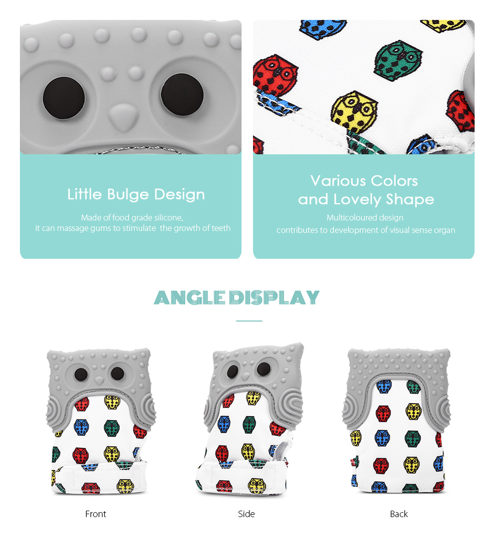 Owl Print Teething Mitten Baby Self-soothing Silicone Glove Teether Owl Print Teething Mitten Baby Self-soothing Silicone Glove Teether