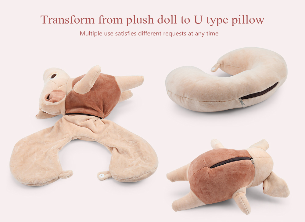 Plush Doll Soft Toy Pig Elephant Cushion Transformed U Type Pillow Gifts