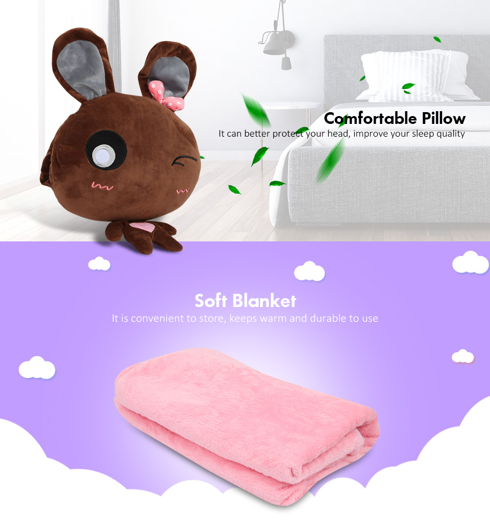 Cartoon Throw Pillow Blanket Set Plush Stuffed Toy for Home Travel