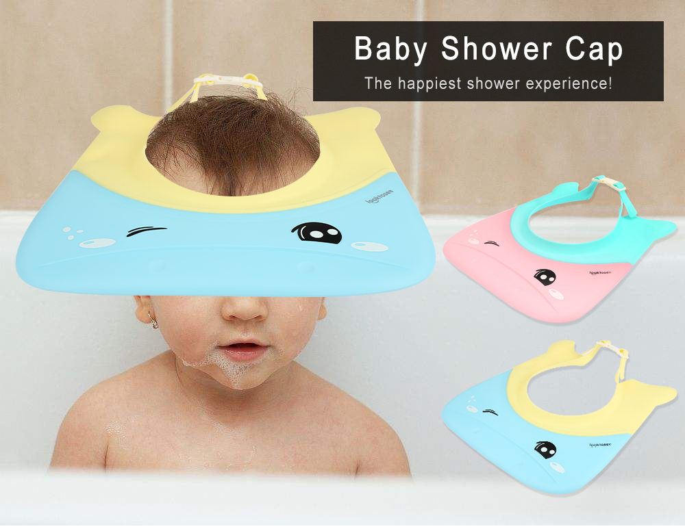 Baby Shower Cap Infant Water Resistant Ear Silicone Shampoo Hat