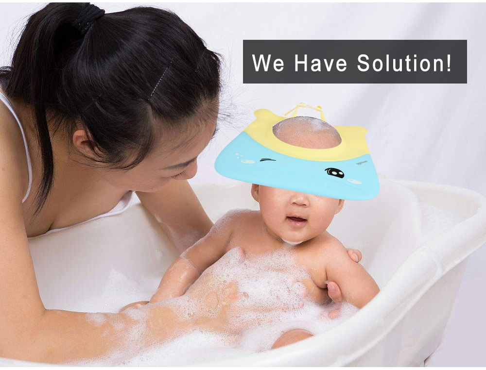 Baby Shower Cap Infant Water Resistant Ear Silicone Shampoo Hat
