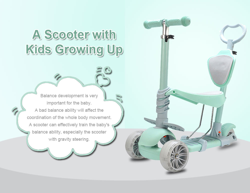 5 in 1 Double Mode Scooter with Three Wheels for Children