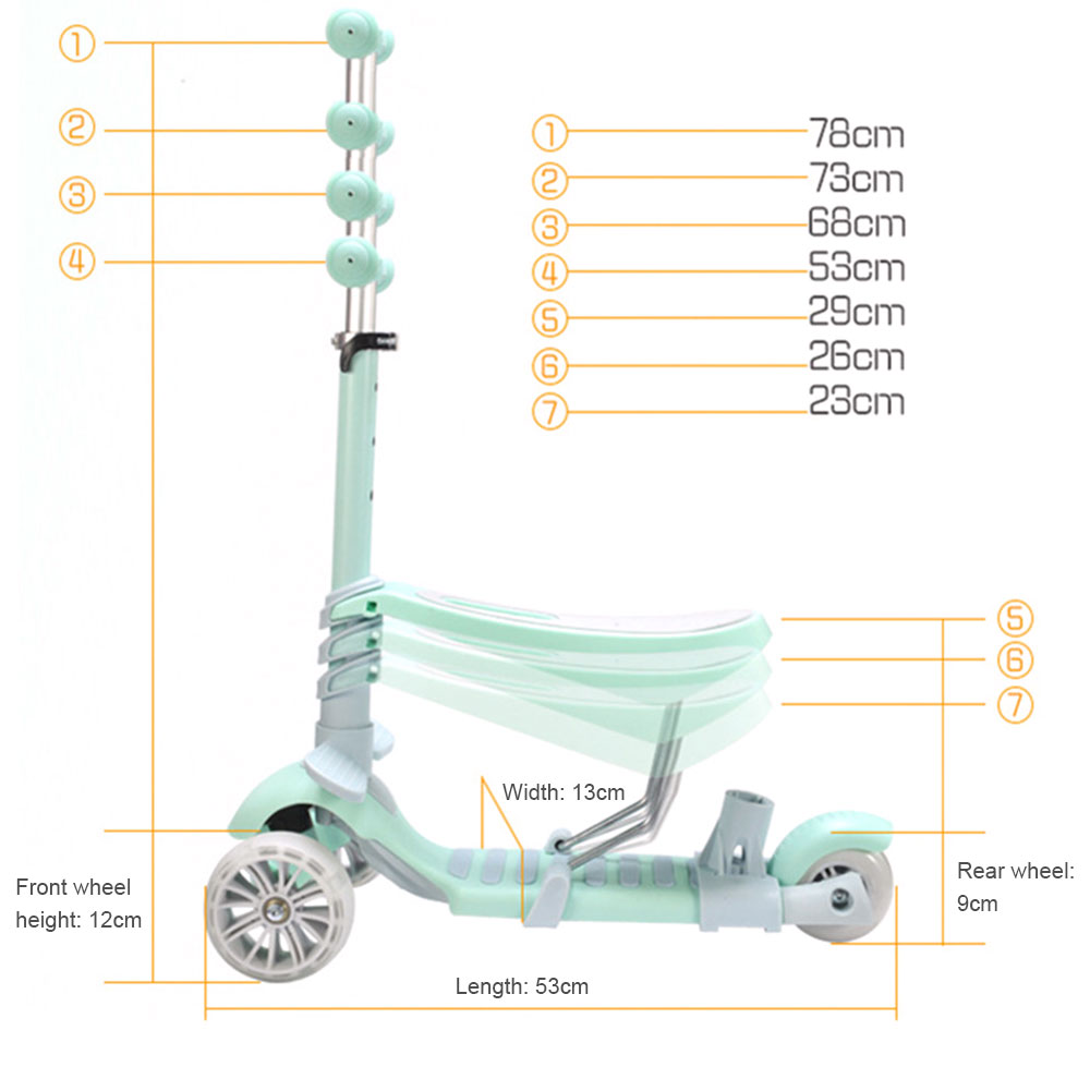 5 in 1 Double Mode Scooter with Three Wheels for Children