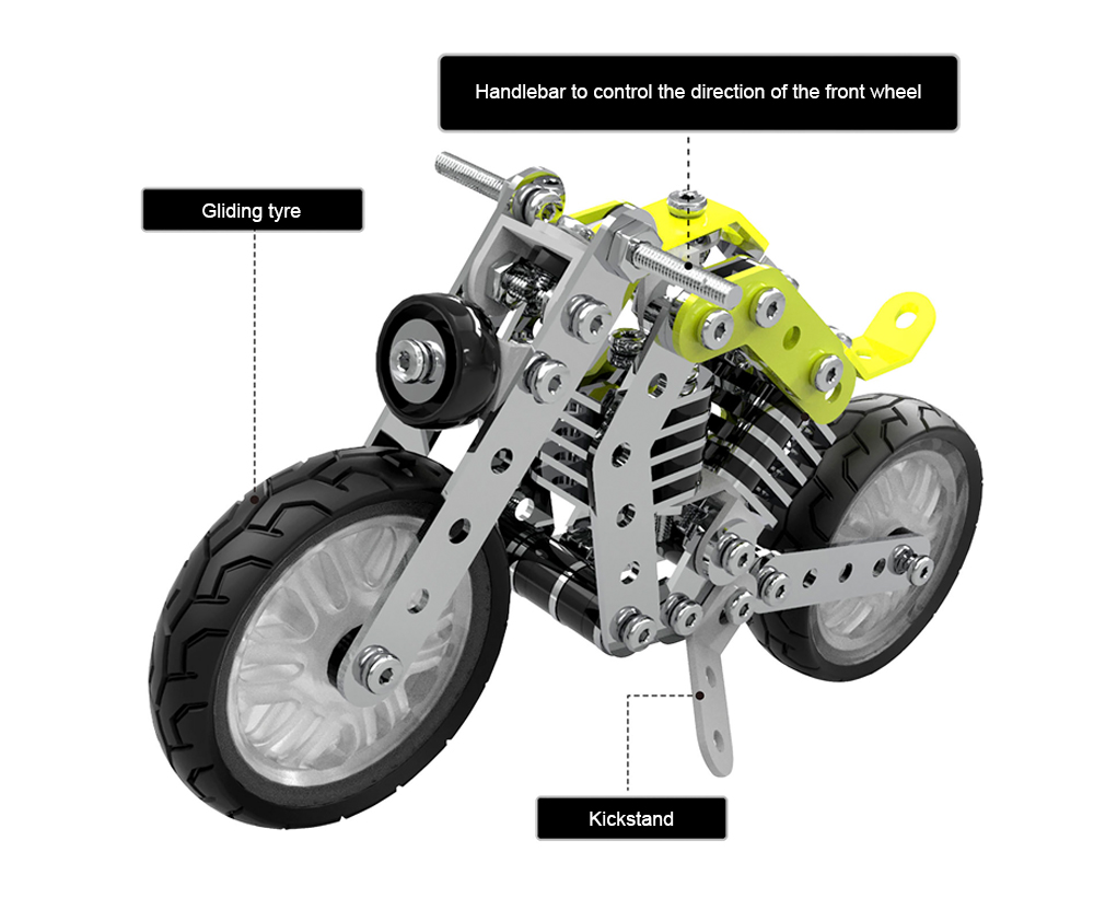 Stainless Steel Motorcycle Building Blocks Educational Kids Toy 158pcs