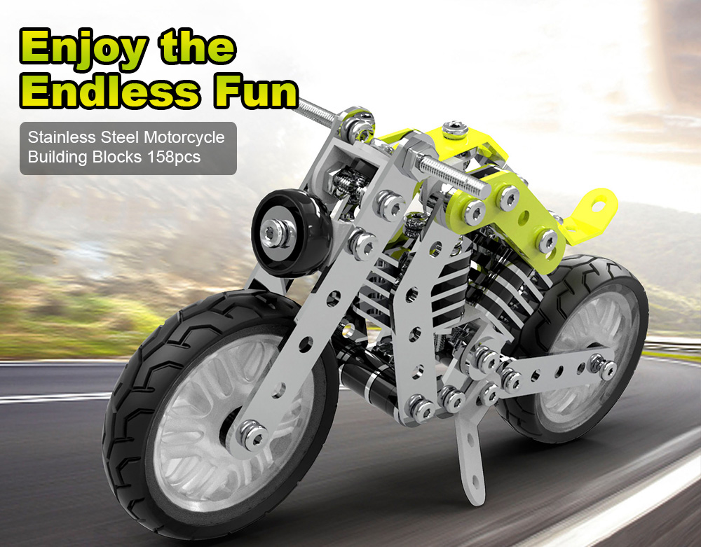 Stainless Steel Motorcycle Building Blocks Educational Kids Toy 158pcs Stainless Steel Motorcycle Building Blocks Educational Kids Toy 158pcs