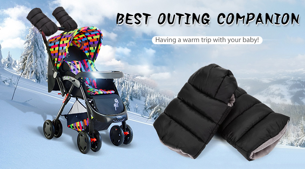 LETING Baby Stroller Warmer Water Resistance Plush Pushchair Pram Cart Gloves
