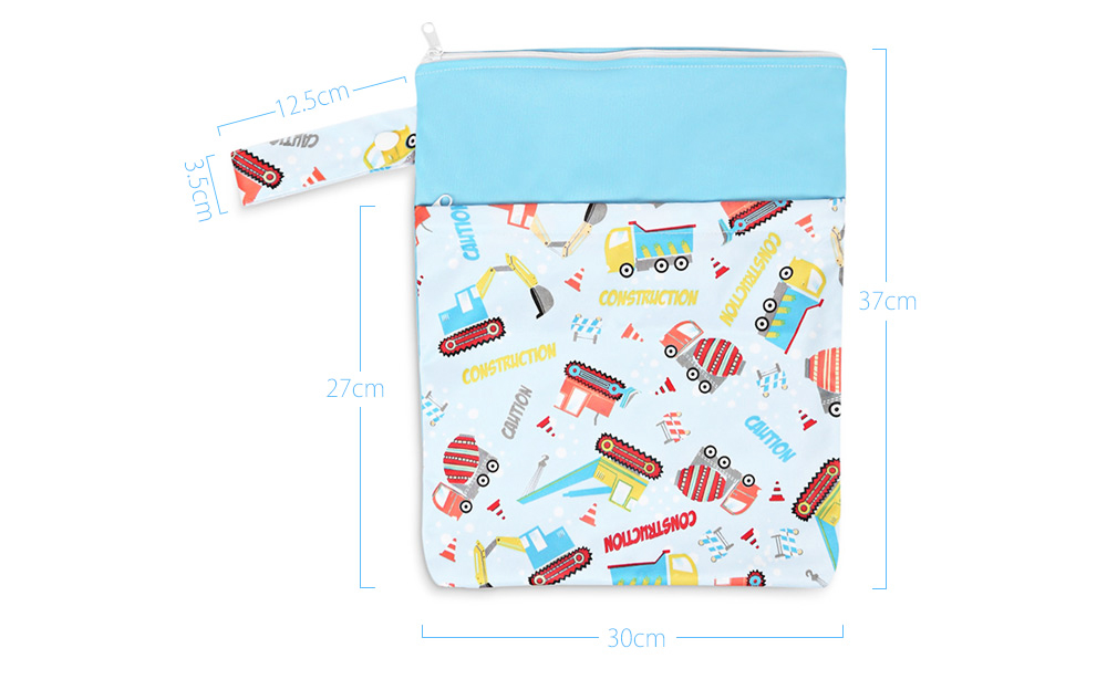 Cute Double Layers Portable Reusable Printed Babies Nappy Diaper Bag