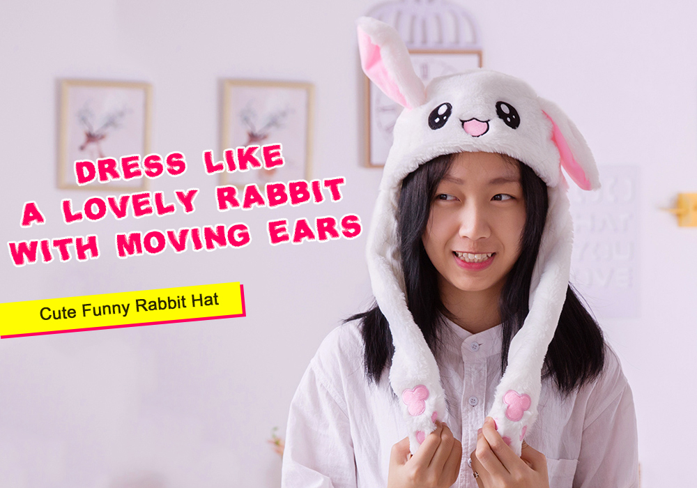 Cute Funny Rabbit Hat with Moving Ears