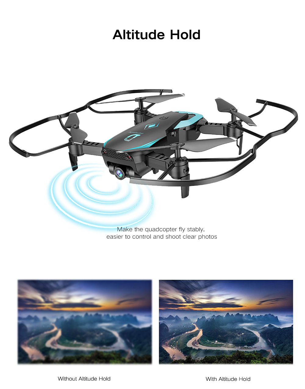 X12 WiFi FPV RC Drone Altitude Hold Wide-angle Lens Waypoints Follow Headless Mode One Key Return / Takeoff / Landing