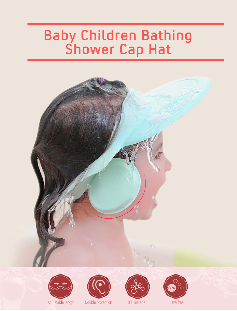 Baby Children Bathing Shower Cap Shampooing Ear Protection Hat