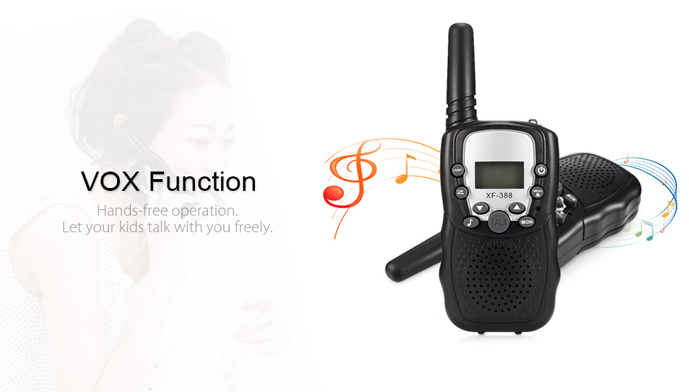 2pcs XF - 388 Children Walkie Talkies 2-way Radio 3KM Range 22 Channels