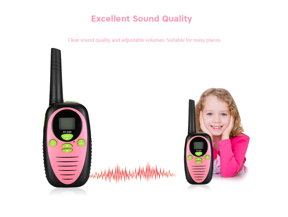 XF - 508 2pcs Children Walkie Talkies 2-way Radio 8 Channels 3KM Range Belt Clip XF - 508 2pcs Children Walkie Talkies 2-way Radio 8 Channels 3KM Range Belt Clip