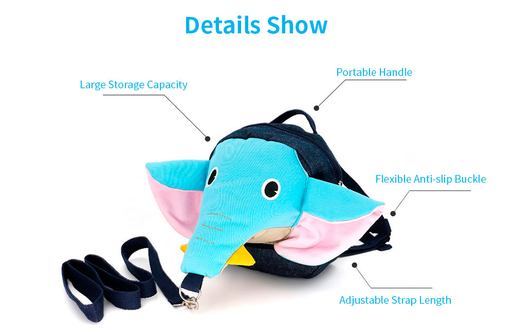 Stuffed Elephant Backpack Plush Anti-lost Traction Bag Doll for Children