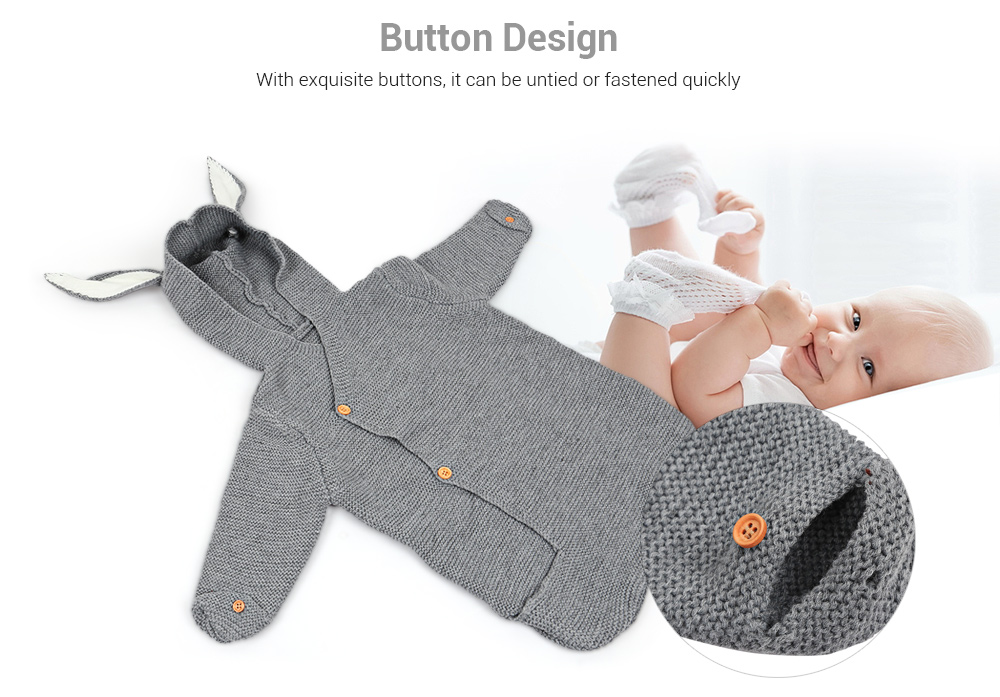 Baby Wearable Cute Rabbit Shape Knitted Swaddle Blanket Infant Sleeping Bag