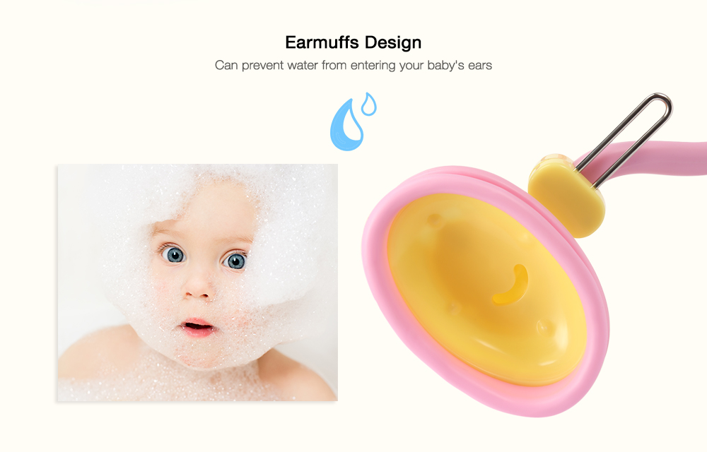 Baby Shower Hat Water Resistant Kids Bathing Shampoo Cap with Earmuffs