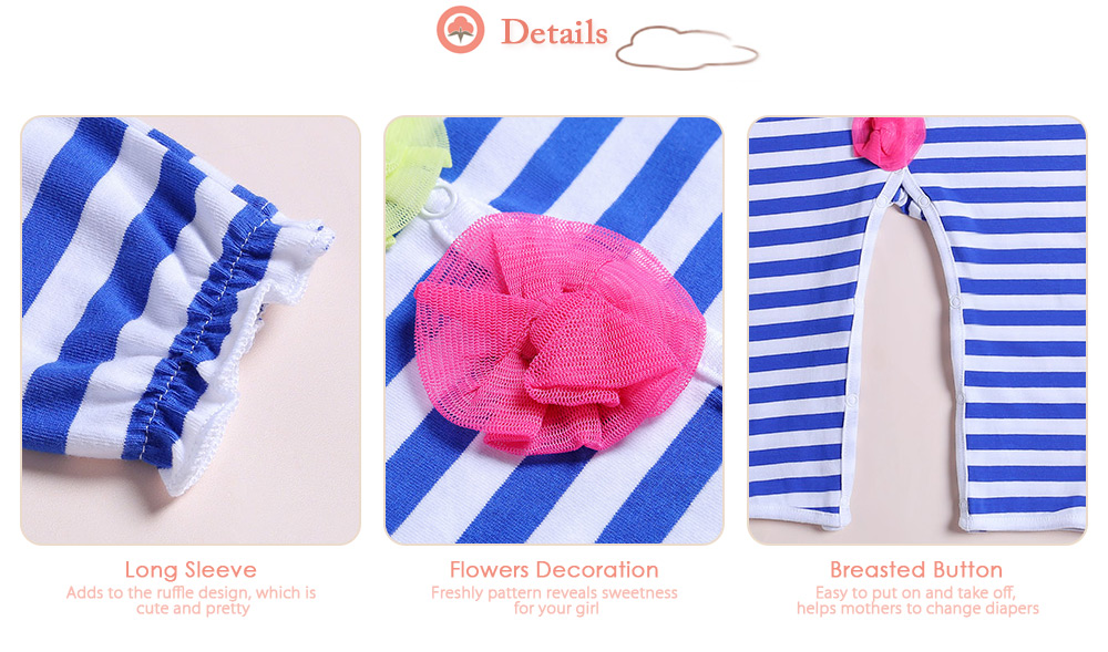 beans fly 2pcs Baby Romper Headband Infant Striped Flowers Jumpsuit Outfits Clothes beans fly 2pcs Baby Romper Headband Infant Striped Flowers Jumpsuit Outfits Clothes