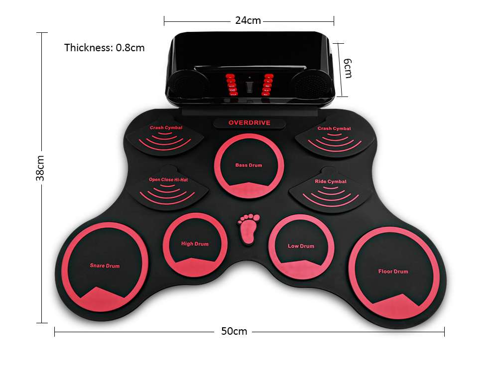 AEOFUN 10 Pads Electronic Roll Up Drum Kit with Recording Function AEOFUN 10 Pads Electronic Roll Up Drum Kit with Recording Function