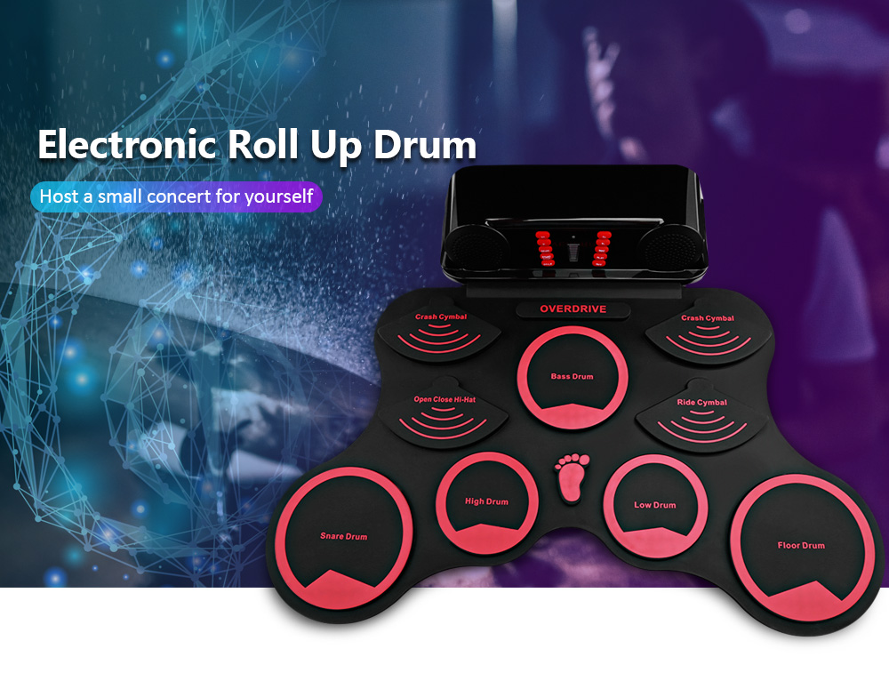 AEOFUN 10 Pads Electronic Roll Up Drum Kit with Recording Function AEOFUN 10 Pads Electronic Roll Up Drum Kit with Recording Function