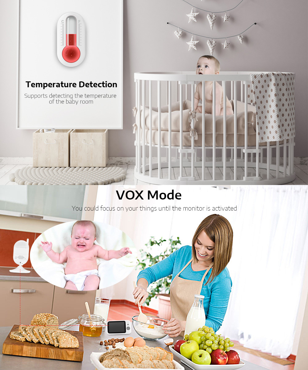 Wireless Video Baby Monitor Digital Sleep Monitoring Night Vision Temperature Sensor