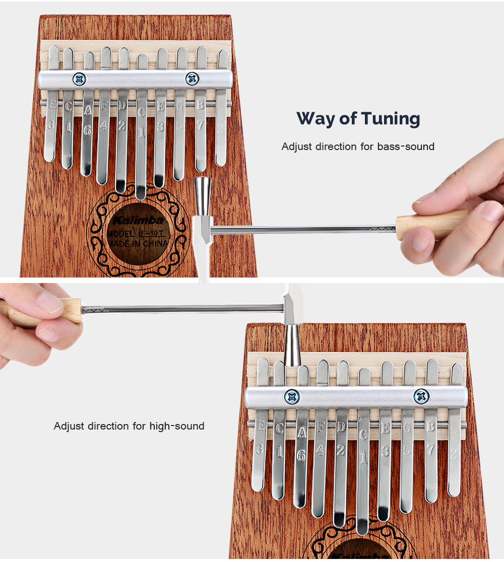 B - 10T 10 Keys Kalimba Thumb Piano Mahogany Body Musical Instrument