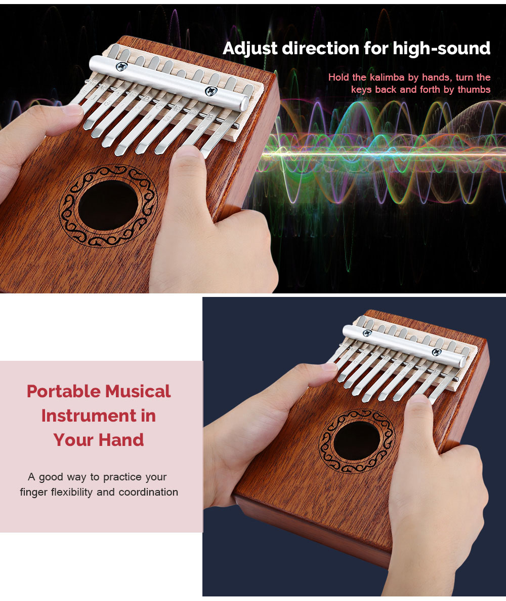 B - 10T 10 Keys Kalimba Thumb Piano Mahogany Body Musical Instrument B - 10T 10 Keys Kalimba Thumb Piano Mahogany Body Musical Instrument