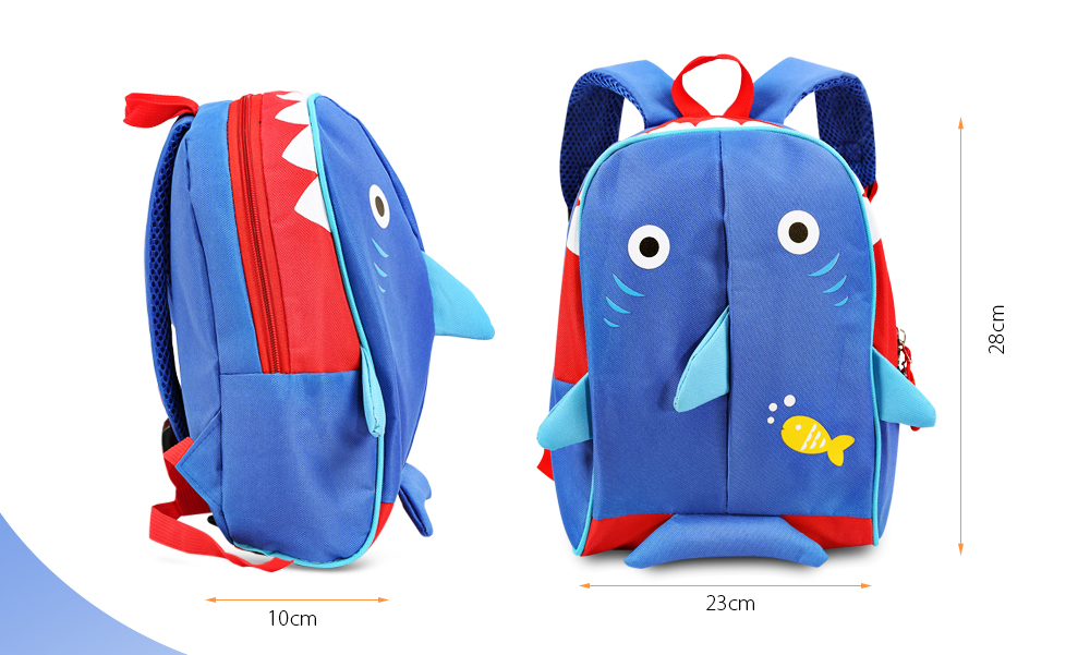 Portable Lovely Secure Children School Bag with Shark Pattern