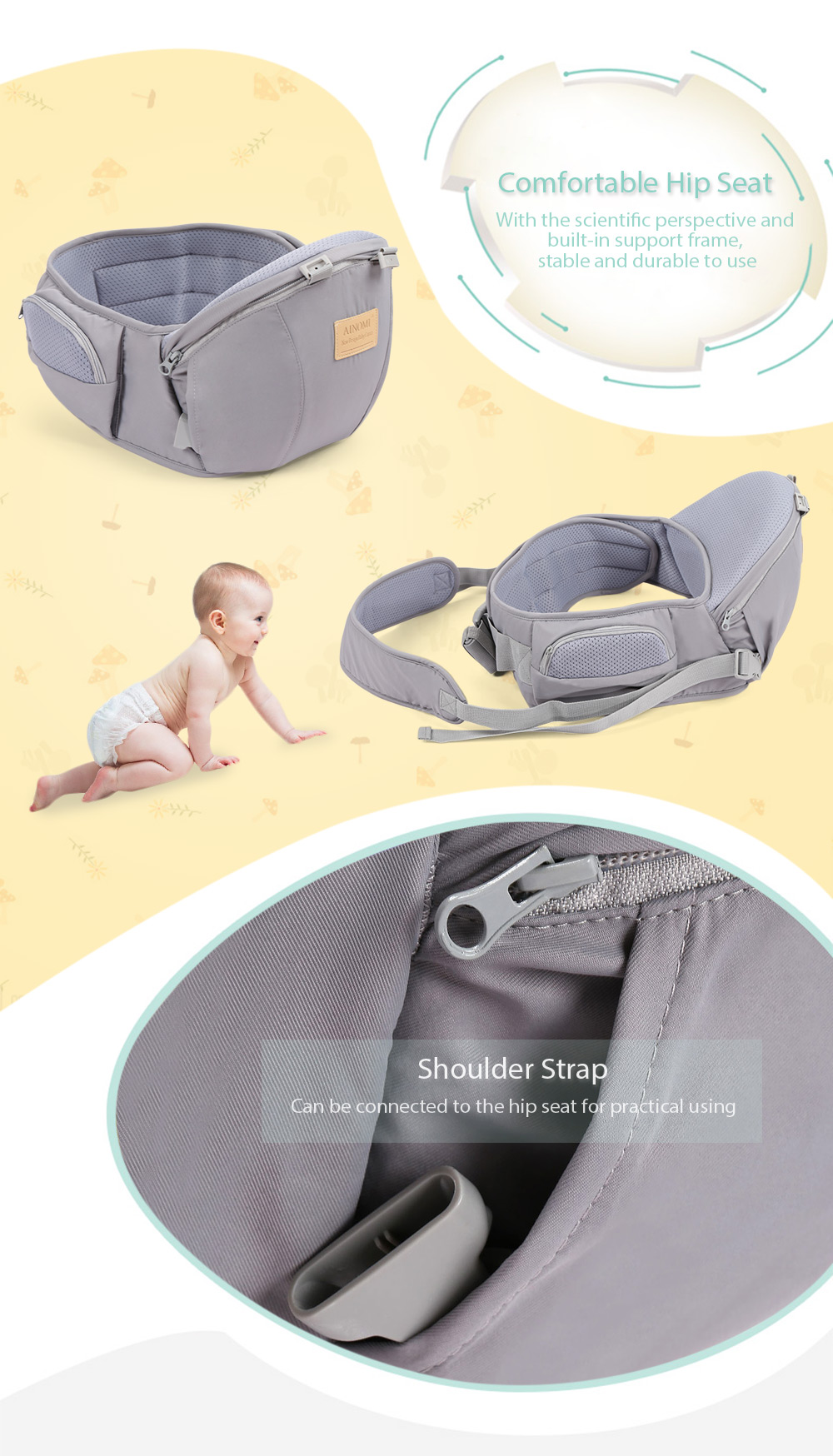 Ainomi Baby Kid Hip Seat Carrier Waist Stool Sling Ainomi Baby Kid Hip Seat Carrier Waist Stool Sling
