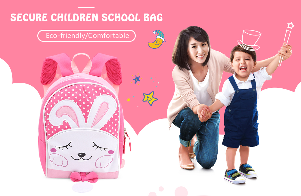 Portable Lovely Secure Children School Bag with Rabbit Pattern